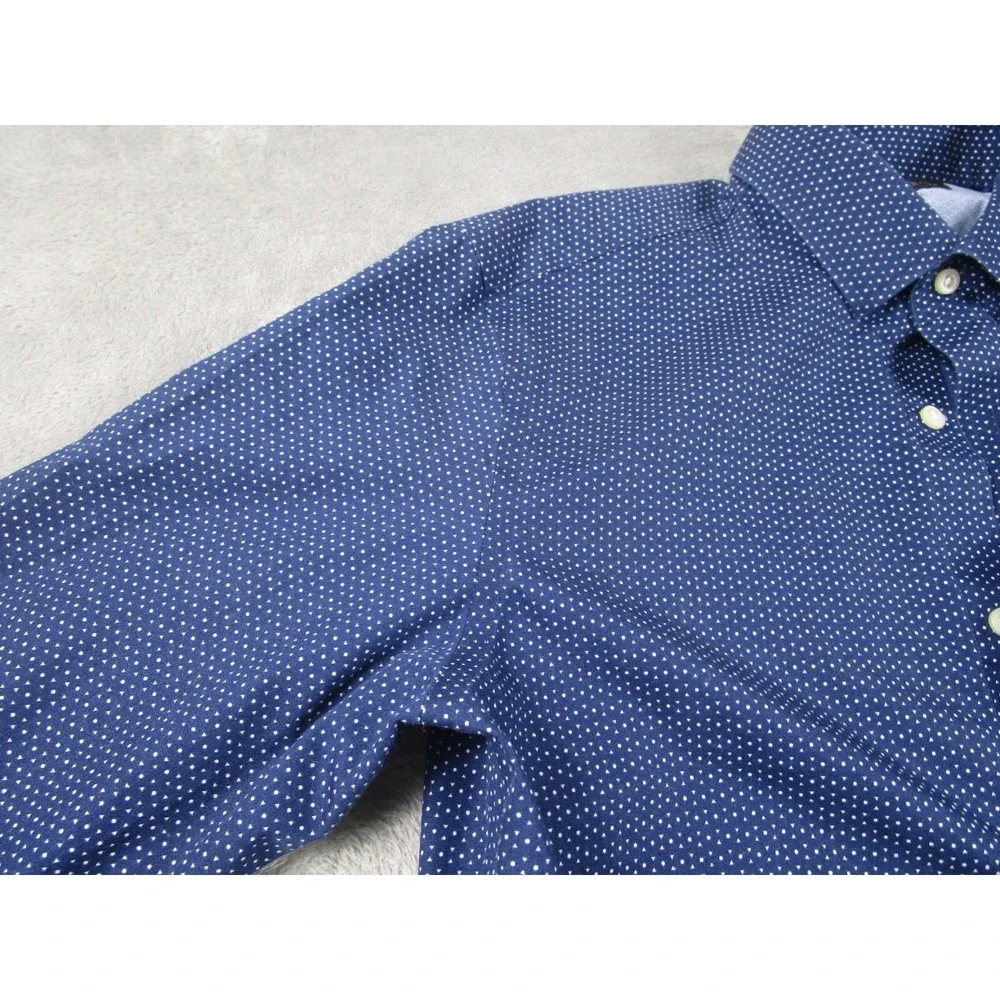 Banana Republic Shirt Mens Medium Blue Geometric Button Up‎ Slim Fit Preppy